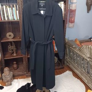 Avenue Vintage Black Wool Long Coat with Belt